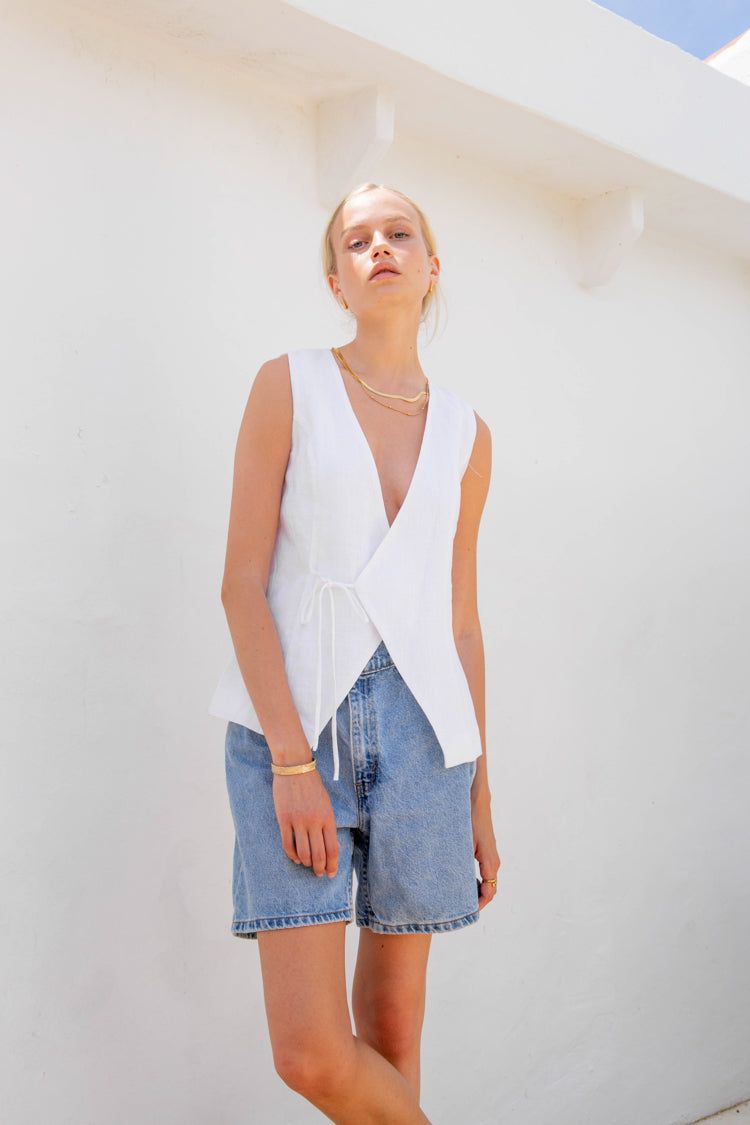 VRG GRL Poet Linen Vest // White sold by Verge Girl product image thumbnail 7
