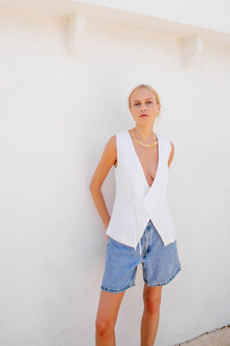 VRG GRL Poet Linen Vest // White sold by Verge Girl product image thumbnail 6