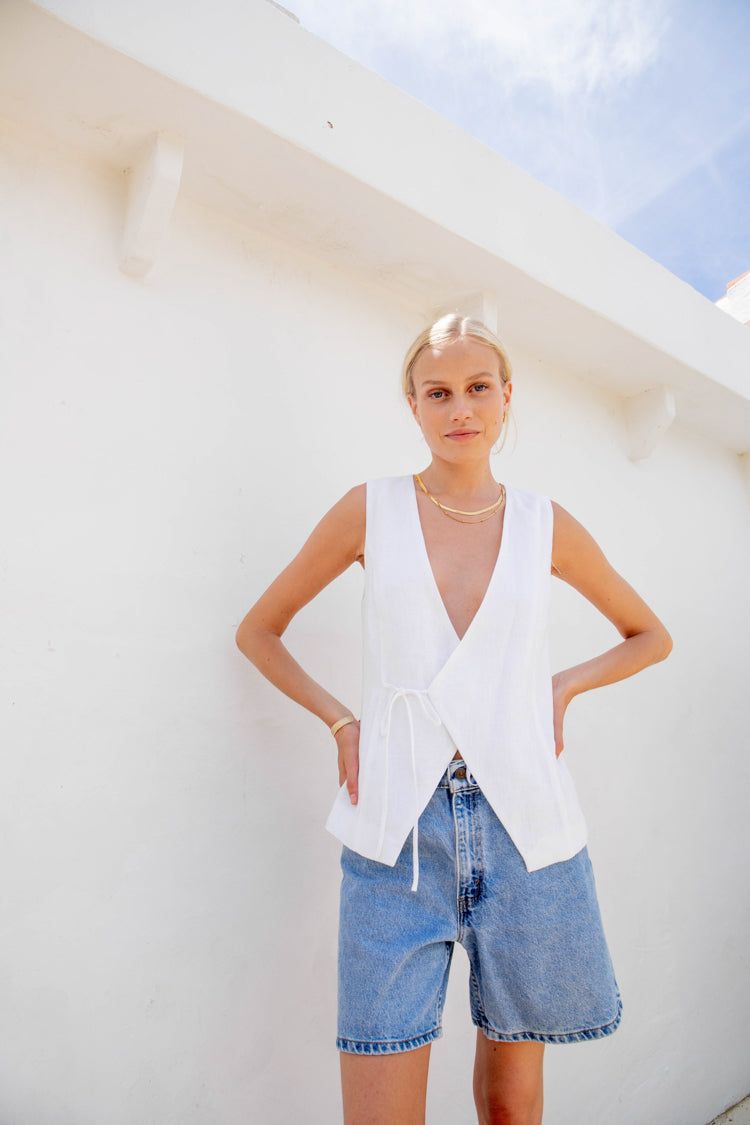 VRG GRL Poet Linen Vest // White sold by Verge Girl product image thumbnail 8