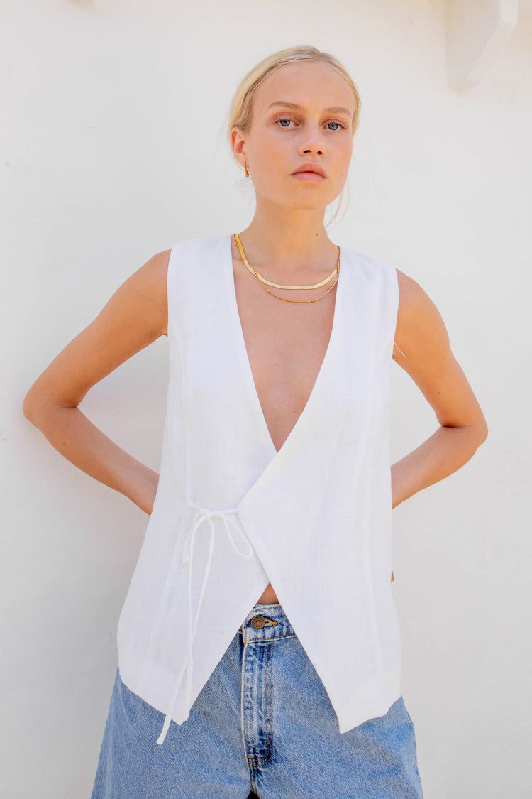 VRG GRL Poet Linen Vest // White sold by Verge Girl product image thumbnail 2