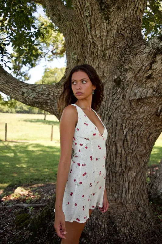 VRG GRL Good Intentions Bias Cut Mini Dress // Cherry sold by Verge Girl
