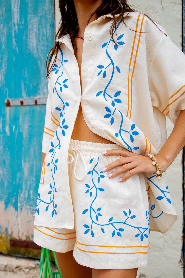 VRG GRL Sunsets In Capri Linen Shorts // Natural sold by Verge Girl product image thumbnail 5