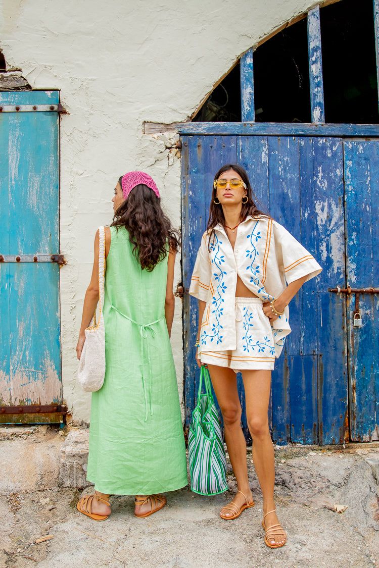 VRG GRL Sunsets In Capri Linen Shorts // Natural sold by Verge Girl product image thumbnail 6