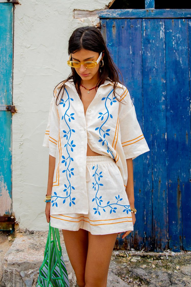 VRG GRL Sunsets In Capri Linen Shorts // Natural sold by Verge Girl product image thumbnail 7