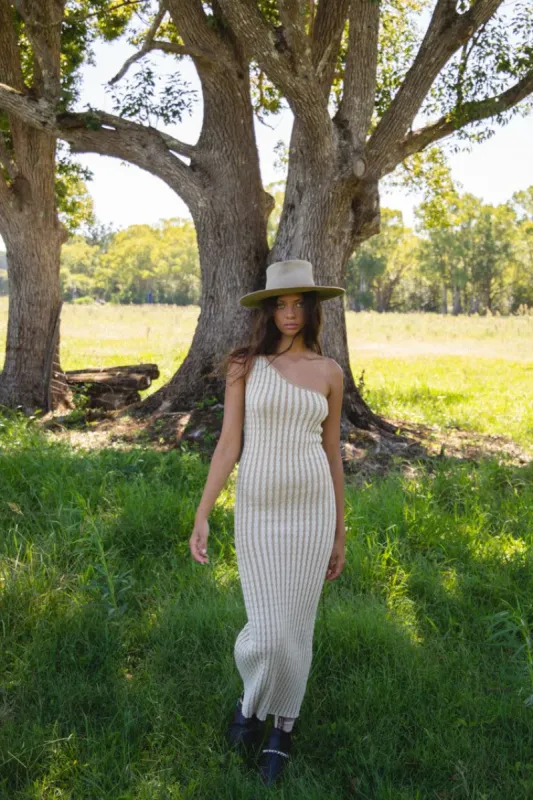VRG GRL Belle De Jour Knit Midi Dress // Natural sold by Verge Girl