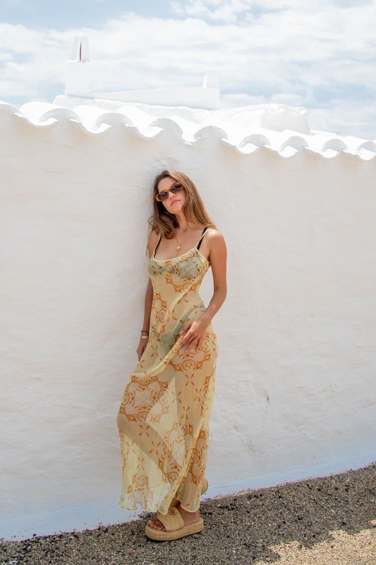 Summer Solstice Bias Cut Maxi Dress Lemon sold by Verge Girl product image thumbnail 4