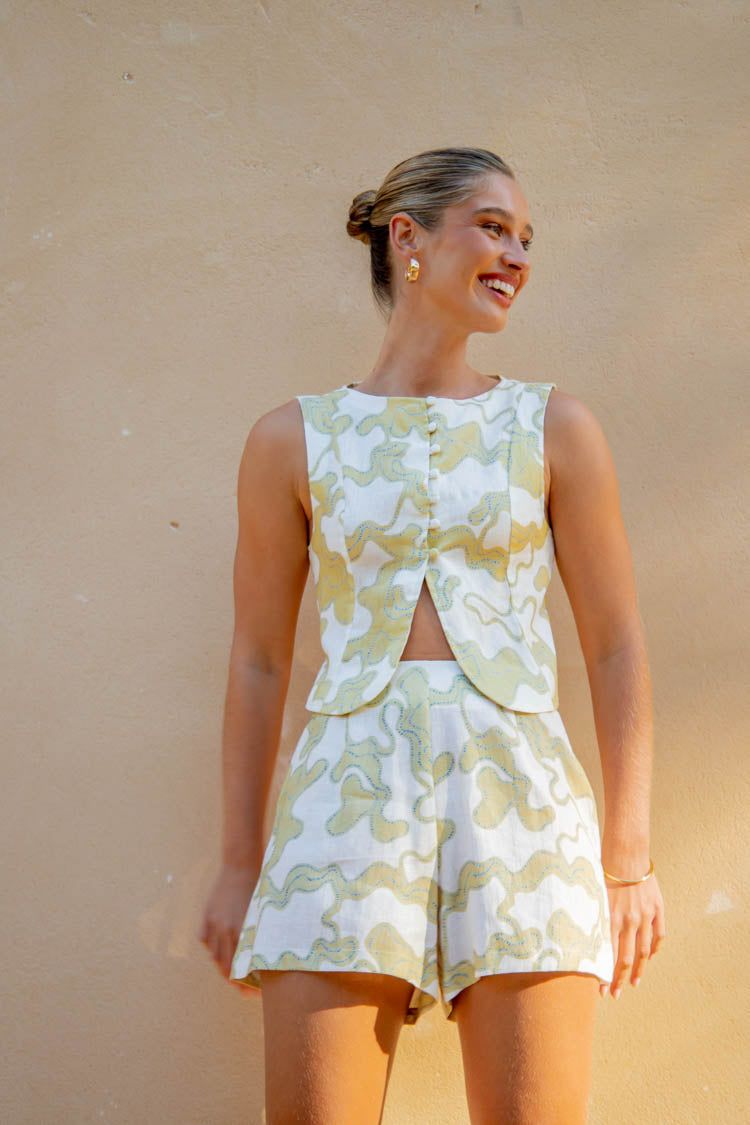 VRG GRL Cosmos Linen Shorts // Tropic sold by Verge Girl product image thumbnail 7