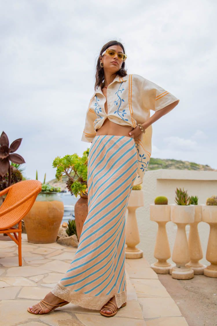 VRG GRL Tularosa Bias Cut Linen Maxi Skirt // Spritz sold by Verge Girl