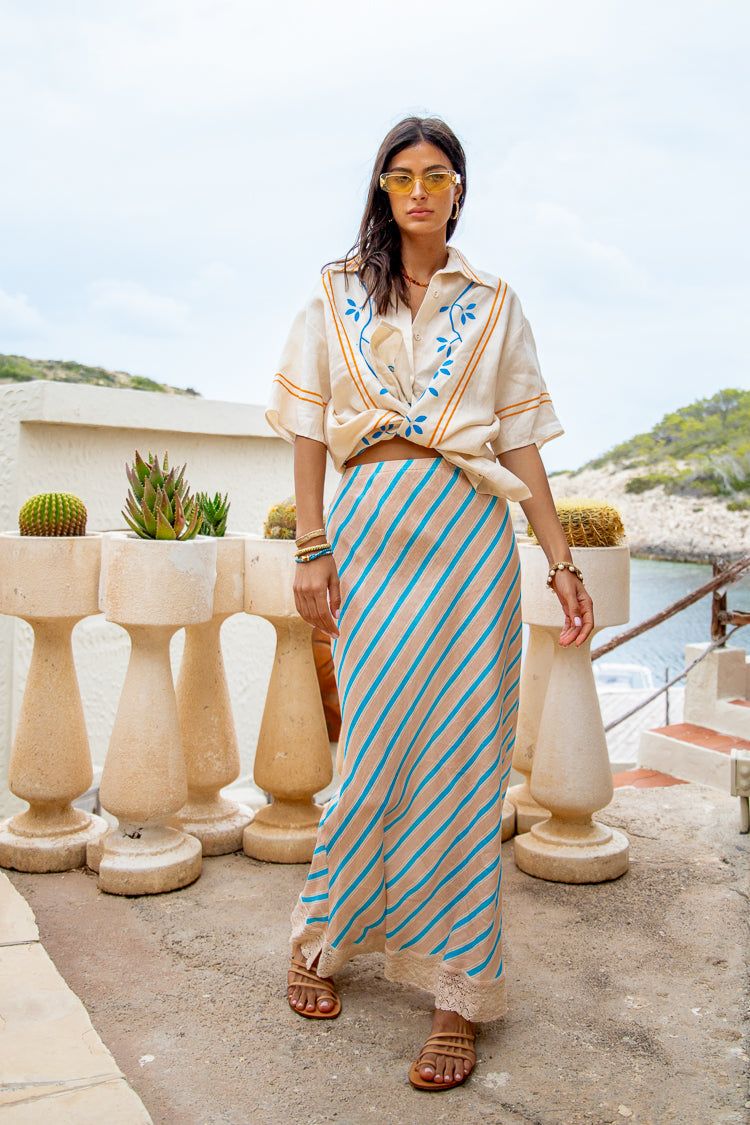 VRG GRL Tularosa Bias Cut Linen Maxi Skirt // Spritz sold by Verge Girl product image thumbnail 2