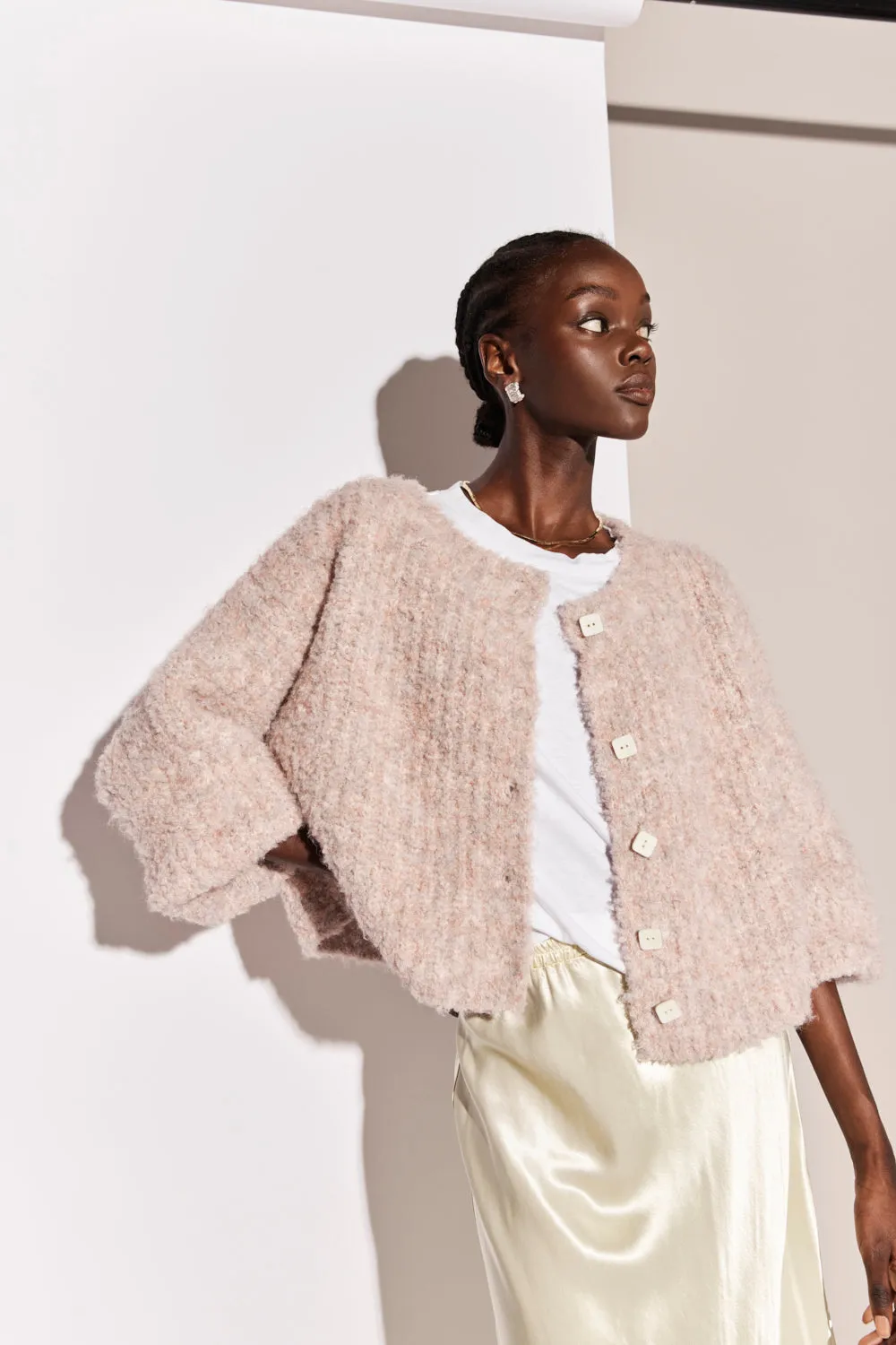 Elsie Knit Cardigan Mauve sold by Verge Girl