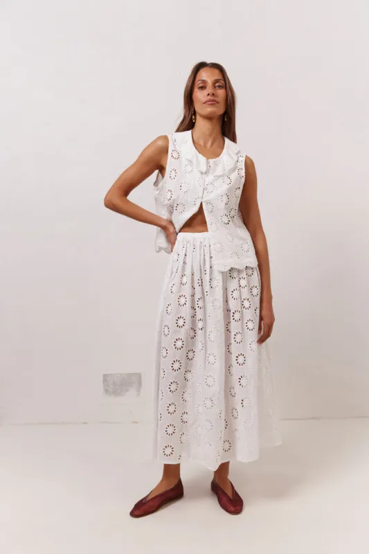 Maisie Midi Skirt Anglaise sold by Verge Girl