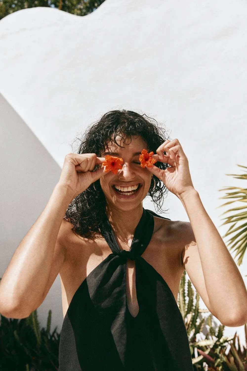 Natassia Linen Halter Mini Dress Black sold by Verge Girl product image thumbnail 5