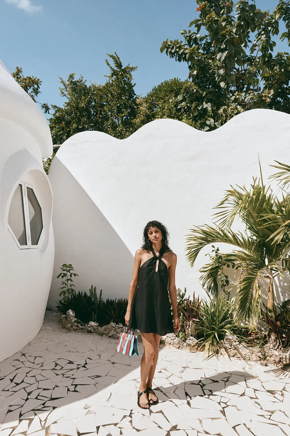 Natassia Linen Halter Mini Dress Black sold by Verge Girl product image thumbnail 4