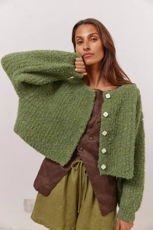 Elsie Knit Cardigan Green sold by Verge Girl