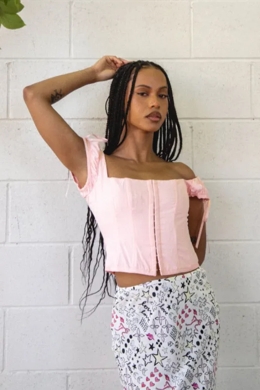 VRG GRL Rue Jean Lace Up Top // Pink sold by Verge Girl