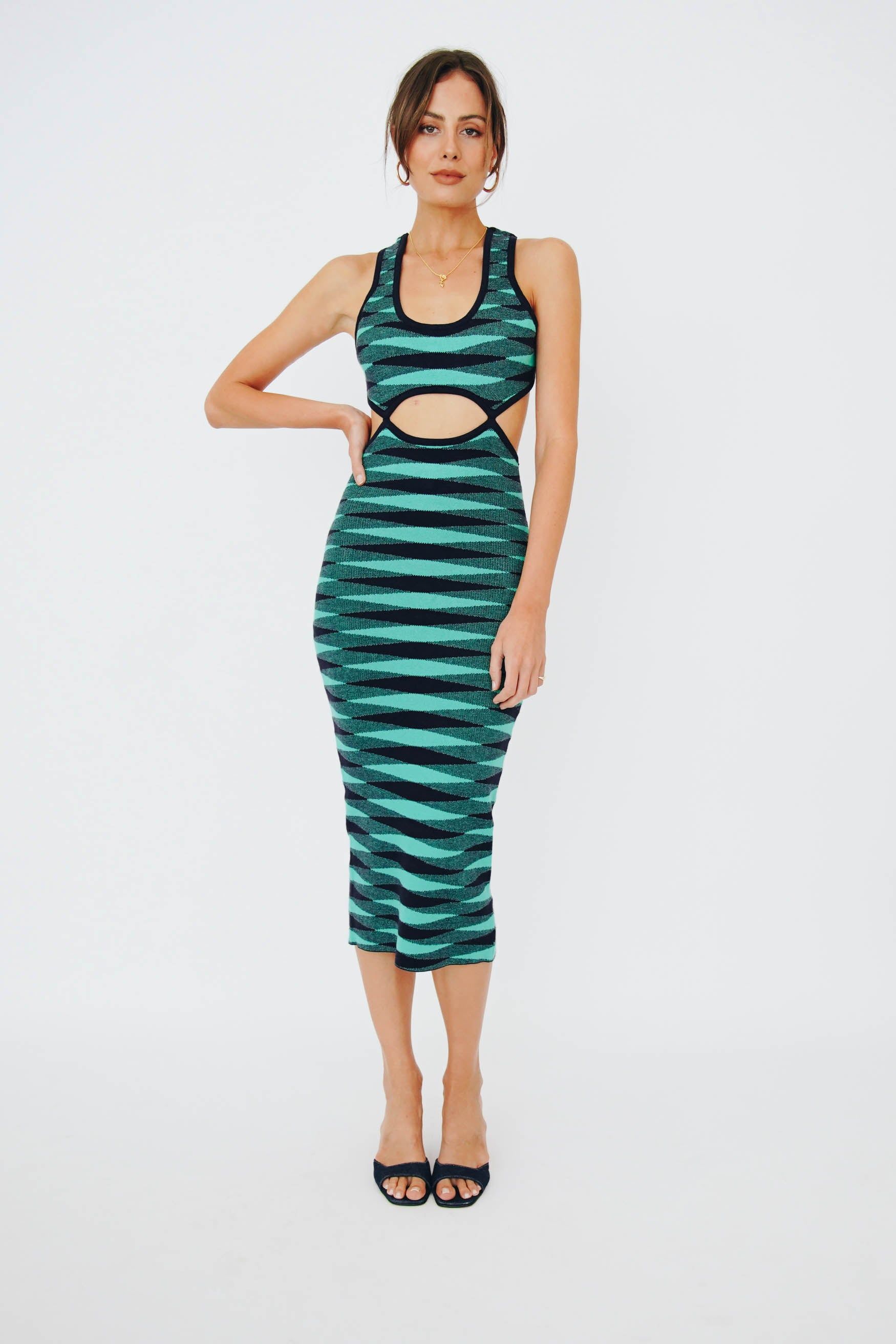 VRG GRL Only Eyes For You Knit Midi Dress // Teal sold by Verge Girl product image thumbnail 8