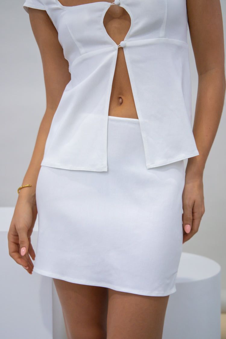 VRG GRL She's A Leo Mini Skirt // White sold by Verge Girl product image thumbnail 3