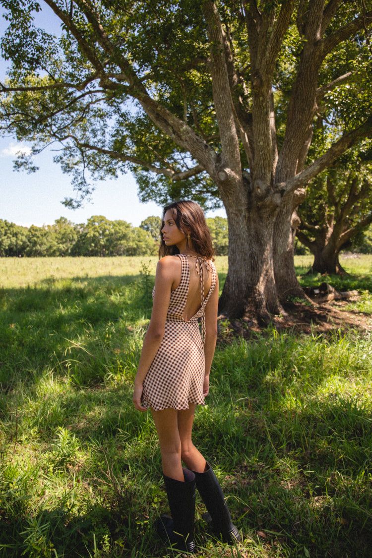 VRG GRL Country & Culture Bias Cut Mini Dress // Brown Check sold by Verge Girl product image thumbnail 2