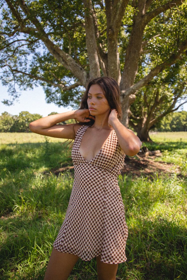 VRG GRL Country & Culture Bias Cut Mini Dress // Brown Check sold by Verge Girl product image thumbnail 8