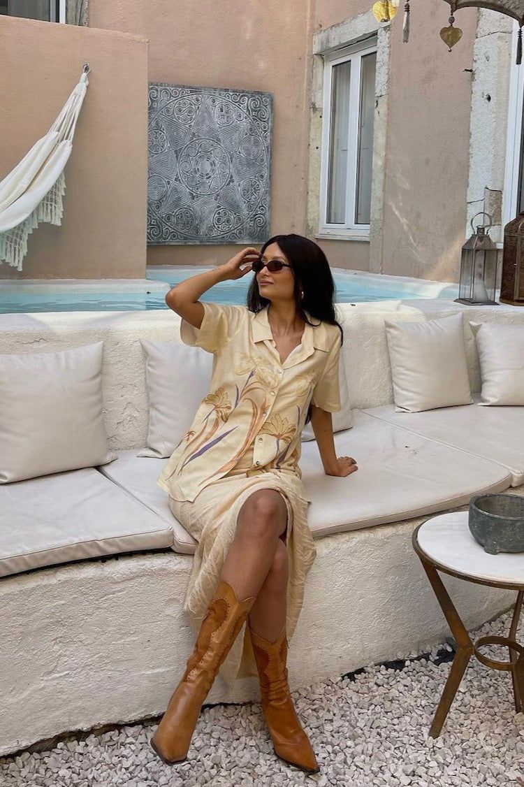 VRG GRL Heat Wave Button Up Shirt // Cream sold by Verge Girl product image thumbnail 3