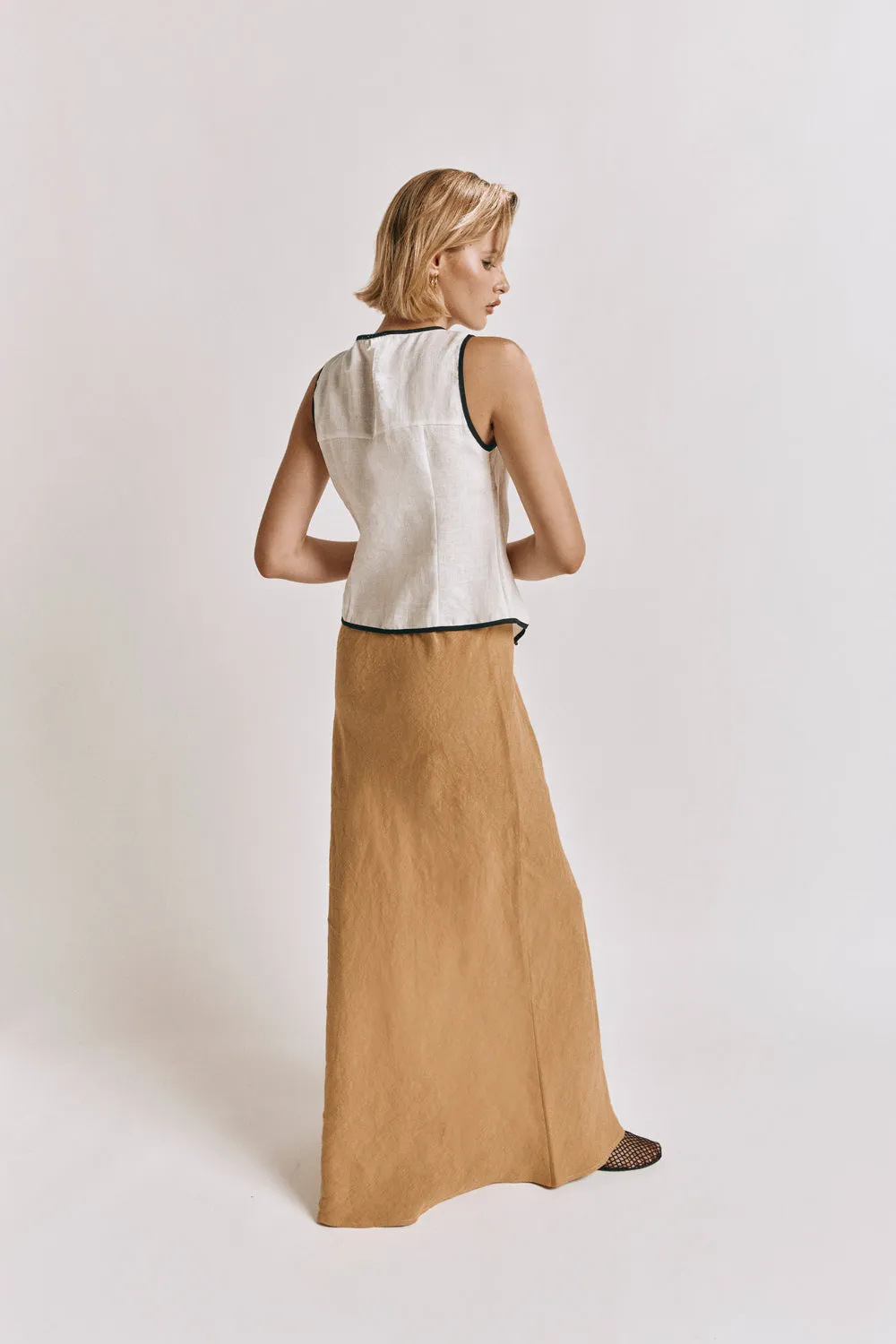Arlia Linen Bias Cut Maxi Skirt Ochre sold by Verge Girl product image thumbnail 5