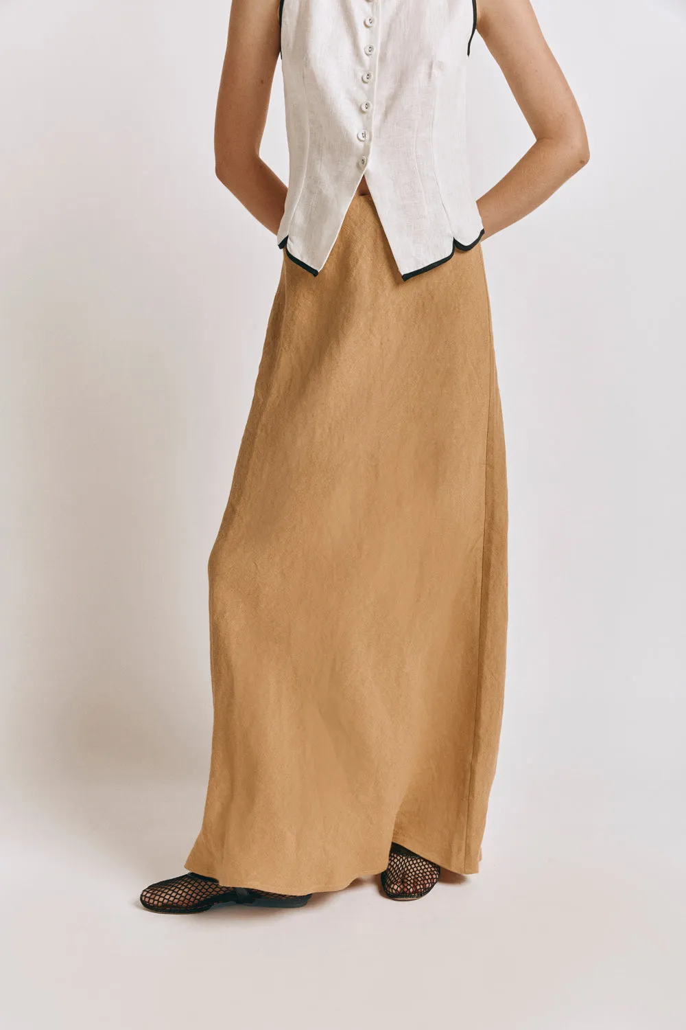 Arlia Linen Bias Cut Maxi Skirt Ochre sold by Verge Girl product image thumbnail 3