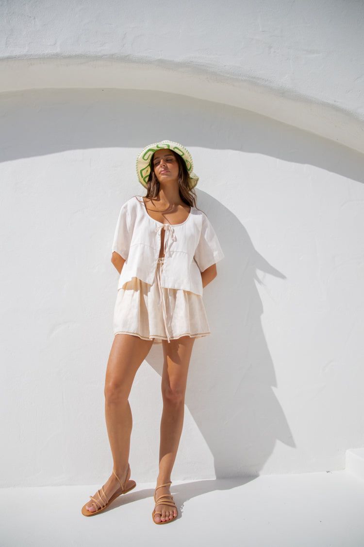 The Sea & I Linen Smock Top Cream sold by Verge Girl product image thumbnail 2