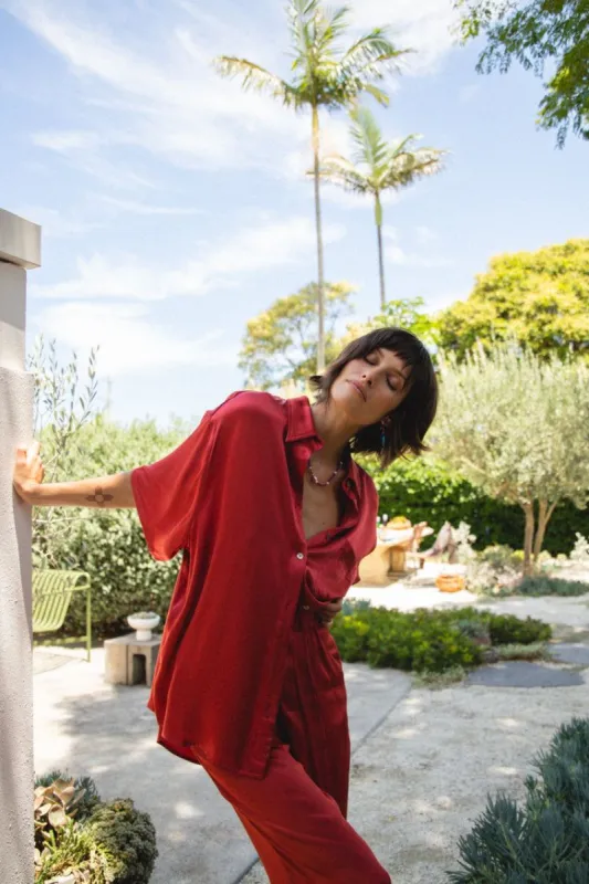 VRG GRL La Vita Button Up Shirt // Wine sold by Verge Girl