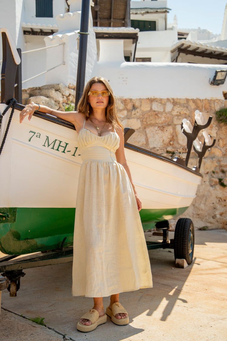 VRG GRL Es Paradis Linen Midi Dress // Natural sold by Verge Girl product image thumbnail 2