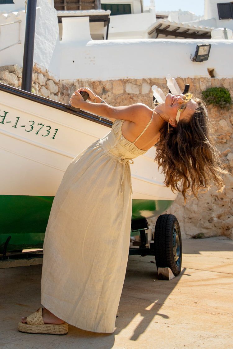 VRG GRL Es Paradis Linen Midi Dress // Natural sold by Verge Girl product image thumbnail 5