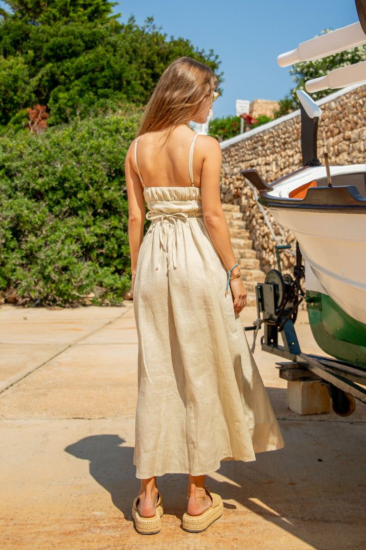 VRG GRL Es Paradis Linen Midi Dress // Natural sold by Verge Girl product image thumbnail 8