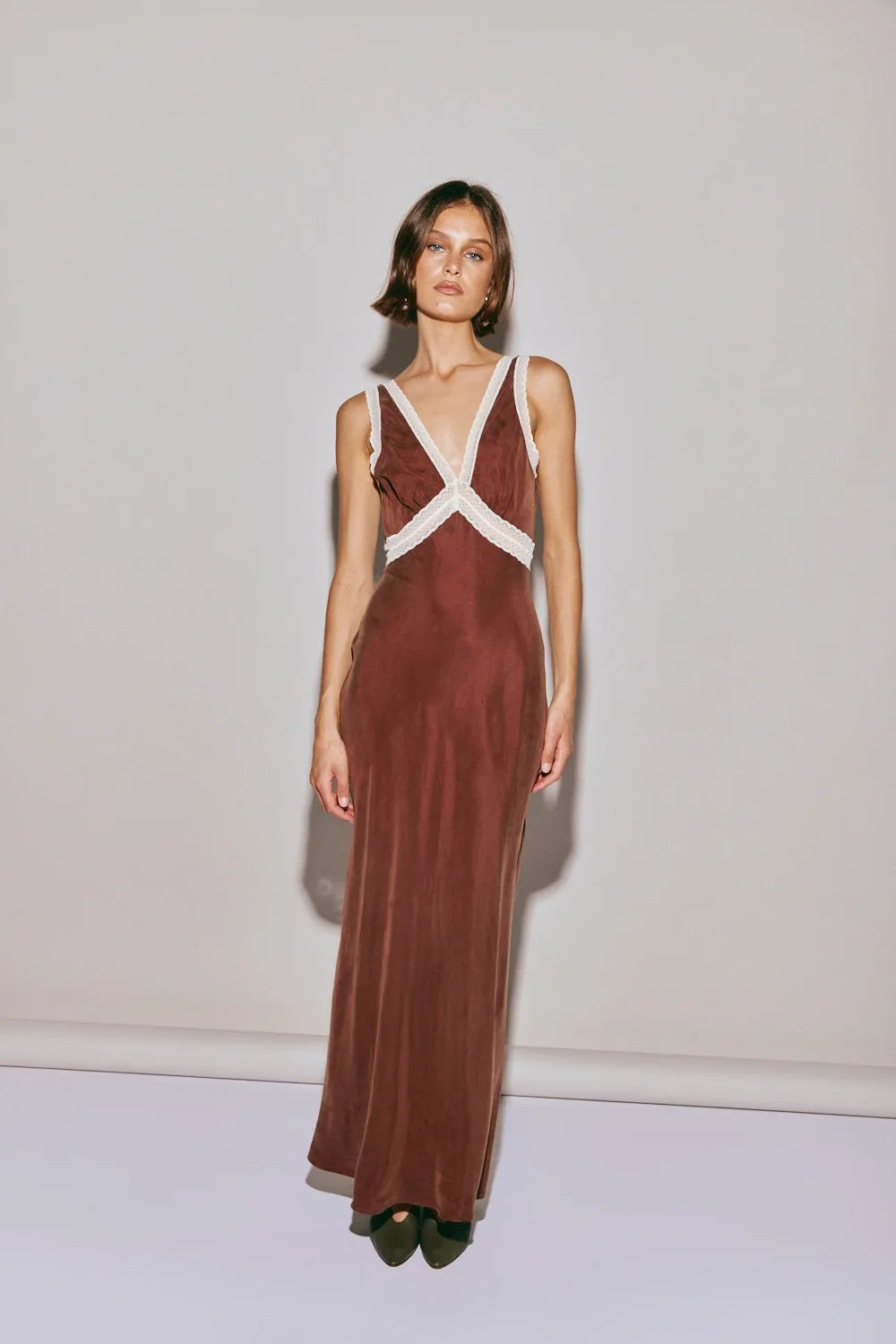 Meet Me On The Dance Floor Bias Cut Maxi Dress Umber sold by Verge Girl product image thumbnail 2