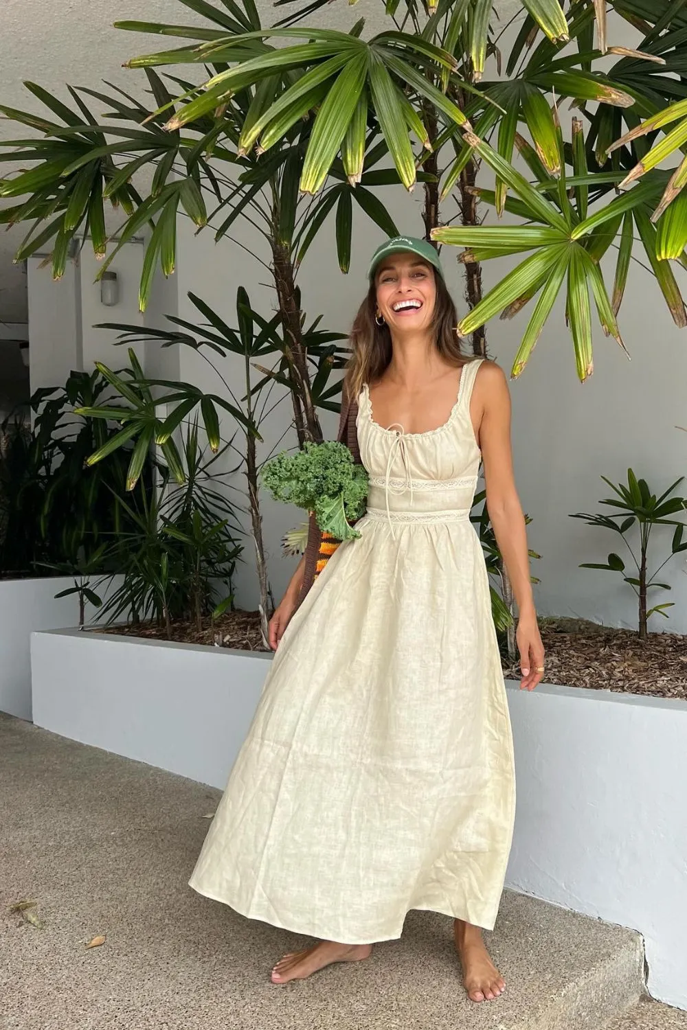 Fabiana Linen Midi Dress Natural | Parallel