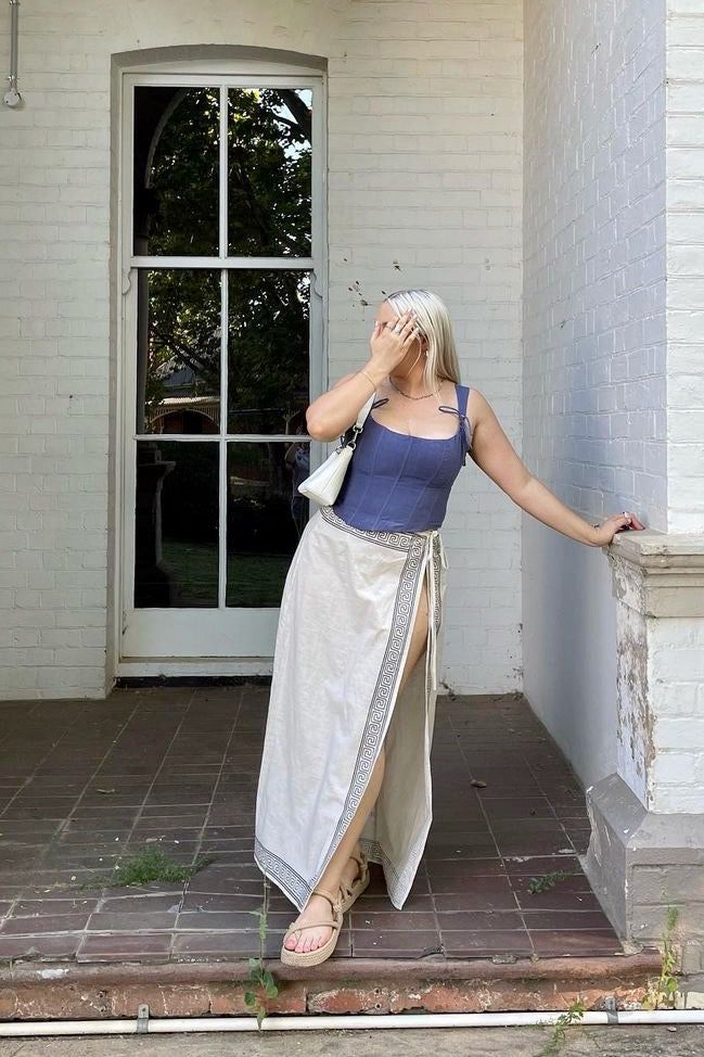 VRG GRL Steal The Moment Linen Corset Top // Blue sold by Verge Girl product image thumbnail 3