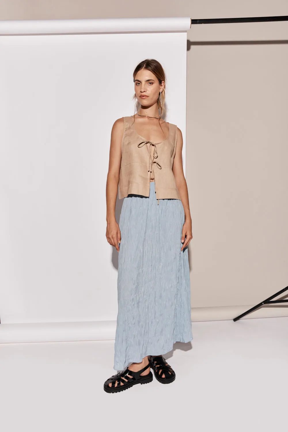 Nessa Linen Smock Top Beige sold by Verge Girl product image thumbnail 5