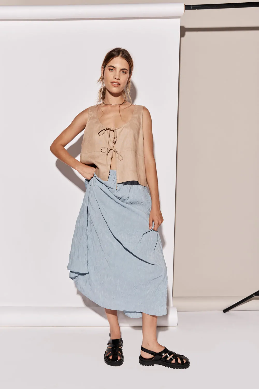 Nessa Linen Smock Top Beige sold by Verge Girl product image thumbnail 2