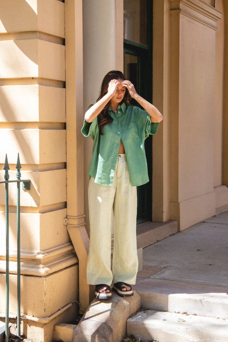 VRG GRL Keeping Cool Linen Pants // Sage sold by Verge Girl product image thumbnail 5
