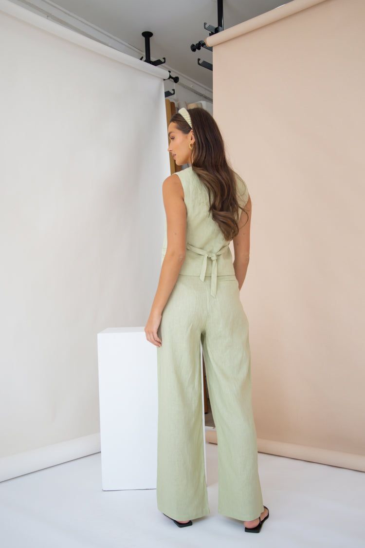 VRG GRL Keeping Cool Linen Pants // Sage sold by Verge Girl product image thumbnail 8