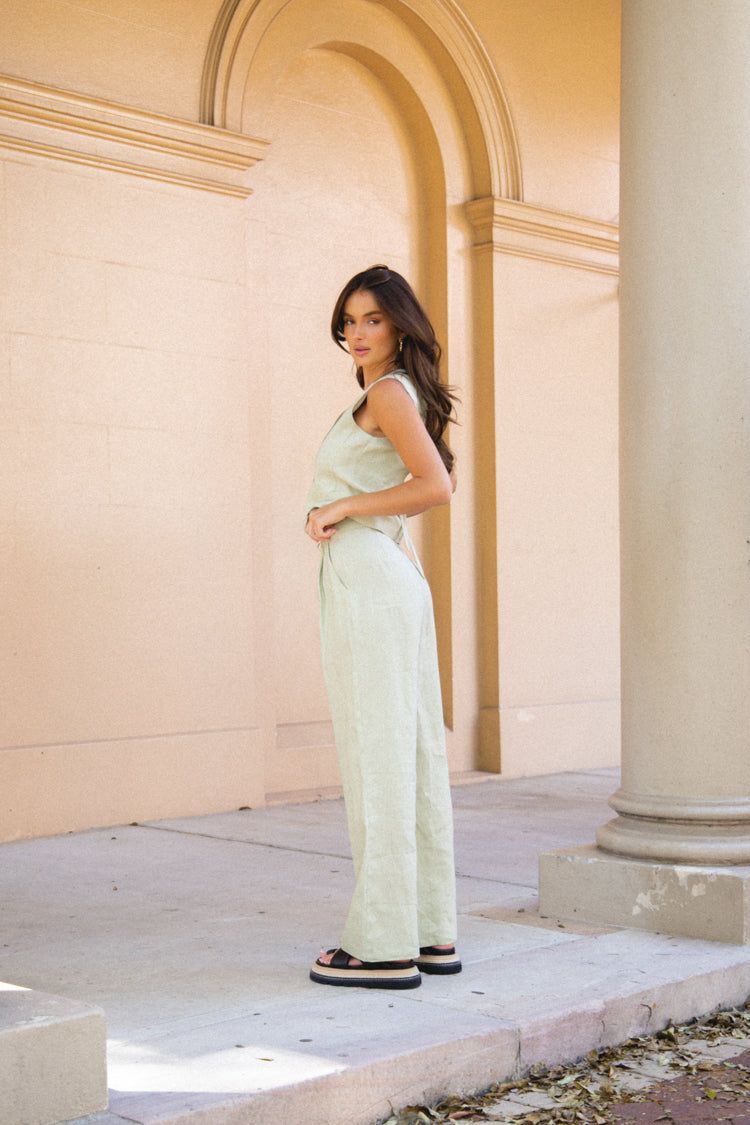 VRG GRL Keeping Cool Linen Pants // Sage sold by Verge Girl product image thumbnail 4