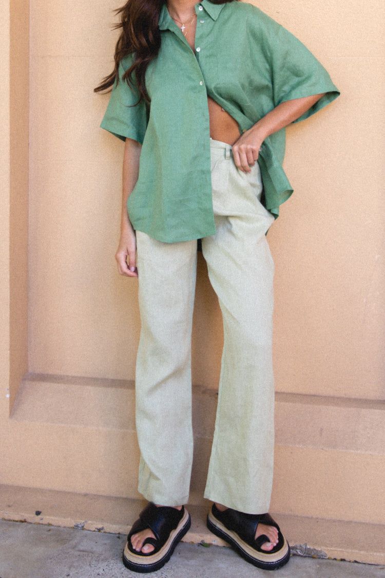VRG GRL Keeping Cool Linen Pants // Sage sold by Verge Girl product image thumbnail 2