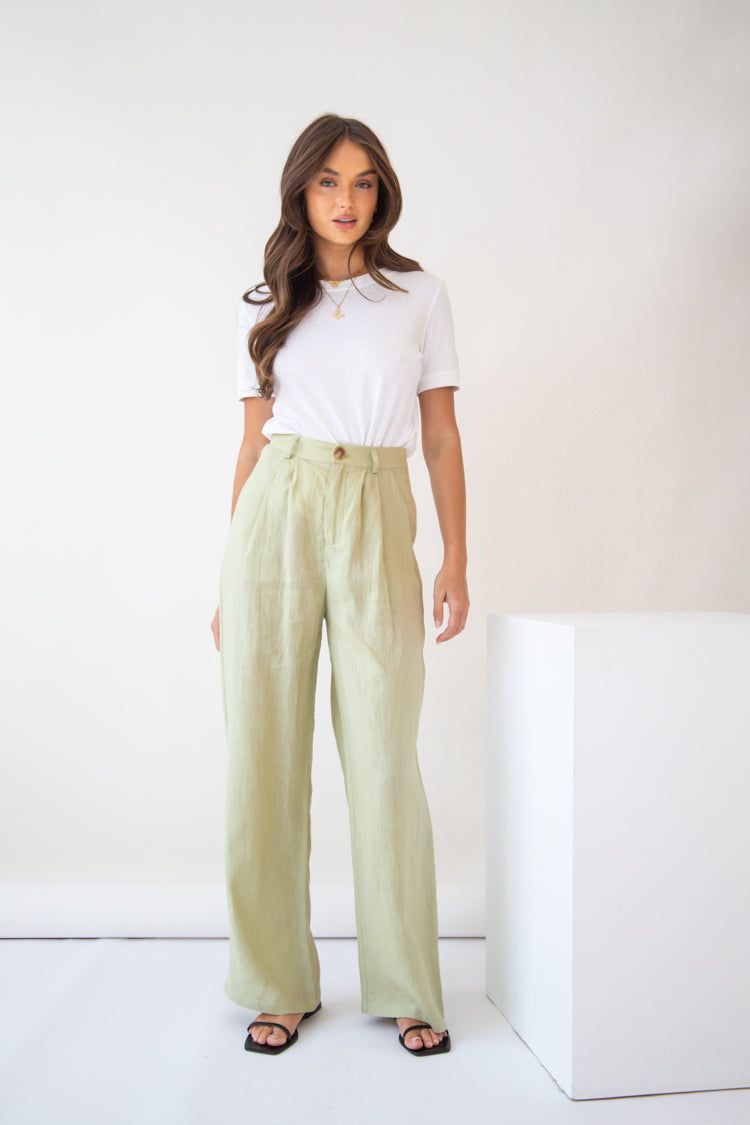 VRG GRL Keeping Cool Linen Pants // Sage sold by Verge Girl product image thumbnail 7