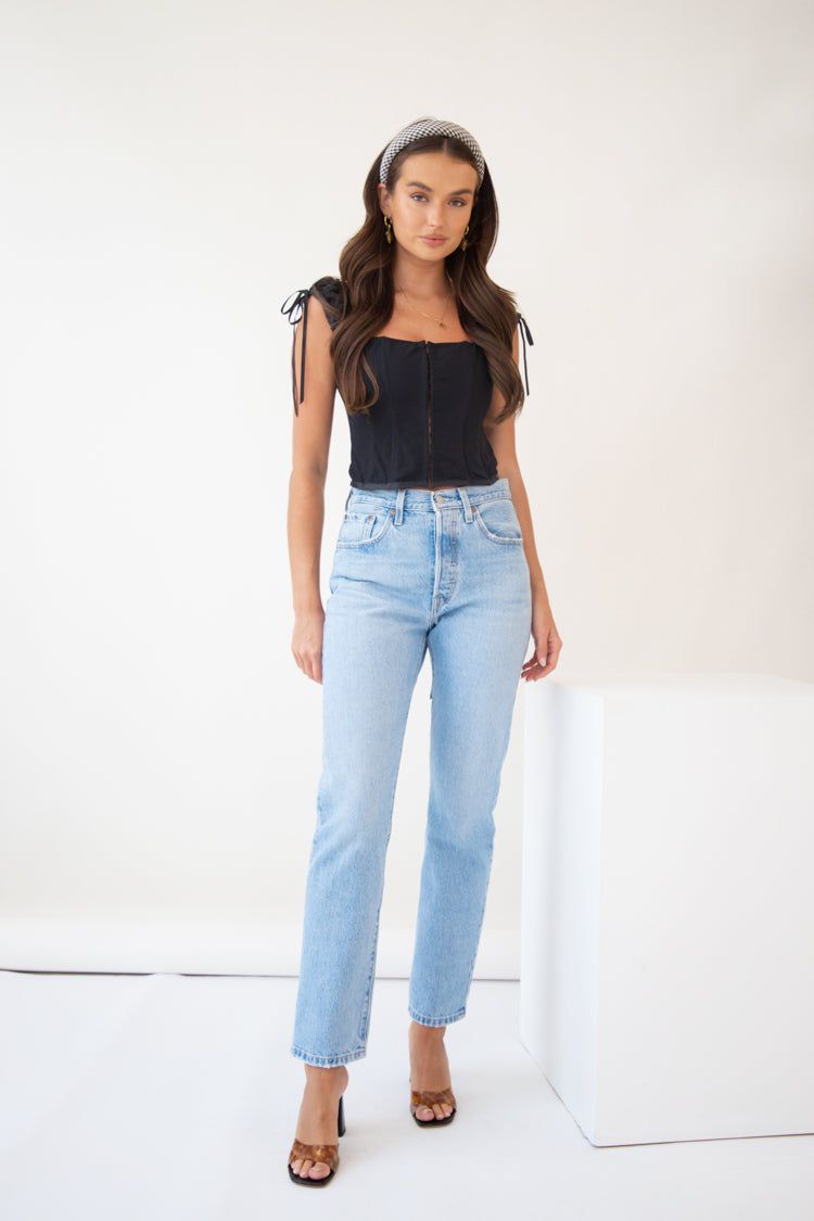 VRG GRL Rue Jean Lace Up Top // Black sold by Verge Girl product image thumbnail 7