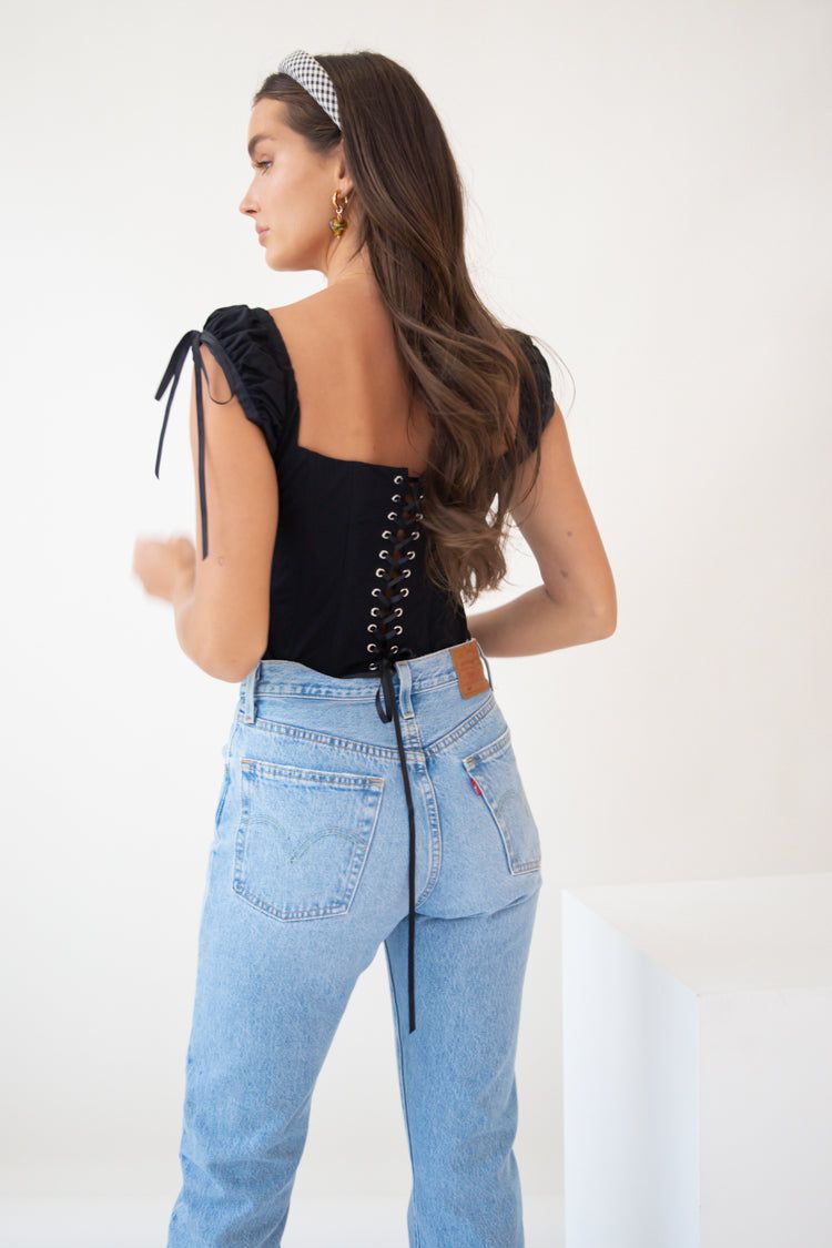 VRG GRL Rue Jean Lace Up Top // Black sold by Verge Girl product image thumbnail 8