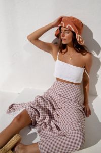Carmine Bias Cut Maxi Skirt Mauve sold by Verge Girl
