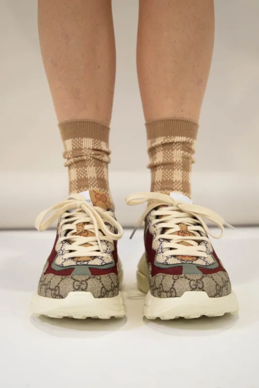 Camila Check Socks Taupe made by Verge Girl