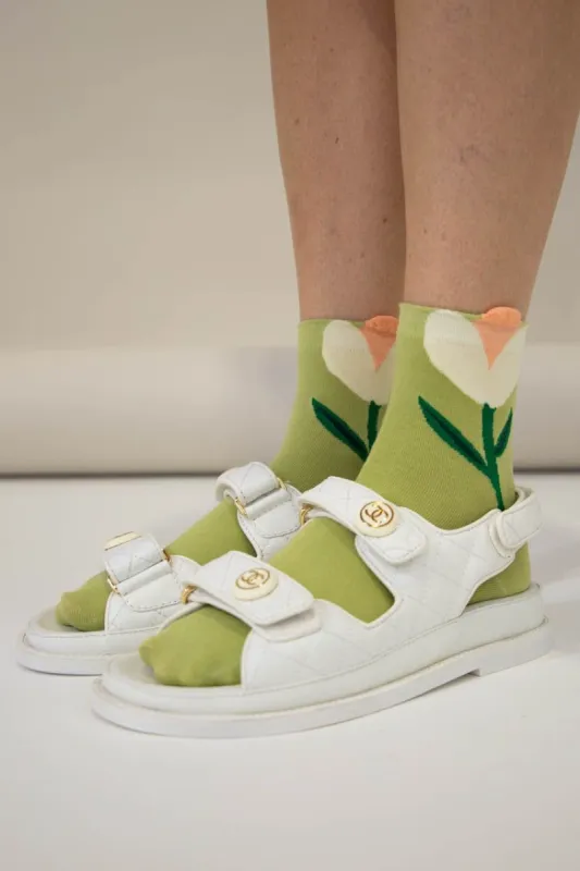 Valentina Flower Socks // Green sold by Verge Girl