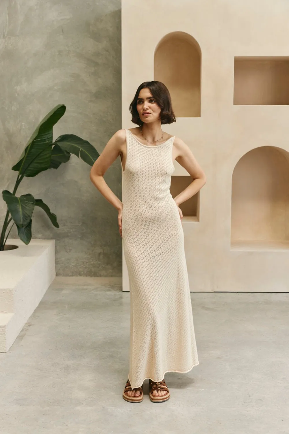 Under The Sun Knit Maxi Dress Cream sold by Verge Girl product image thumbnail 3