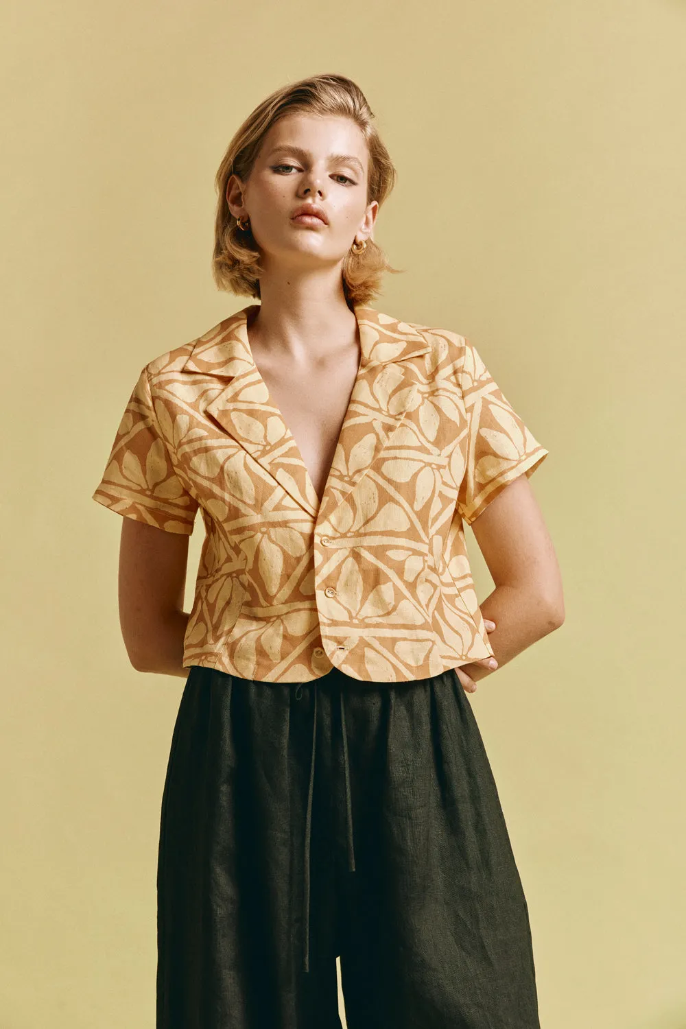 Nadia Linen Top Lotus sold by Verge Girl