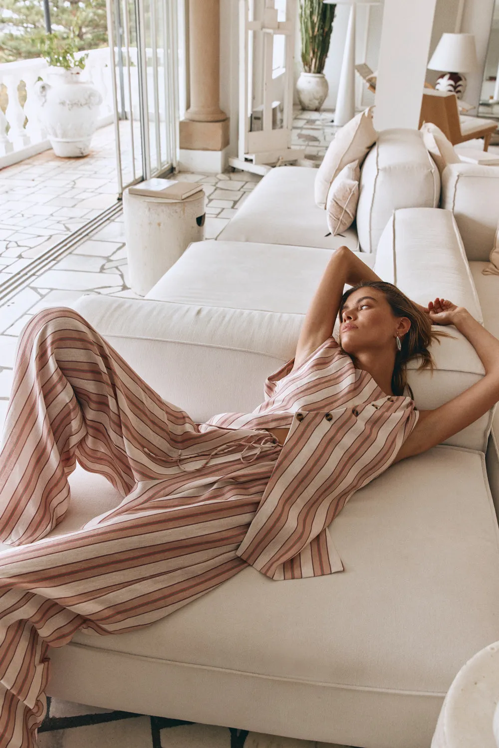 Raya Linen Pants Pink Stripe sold by Verge Girl product image thumbnail 2