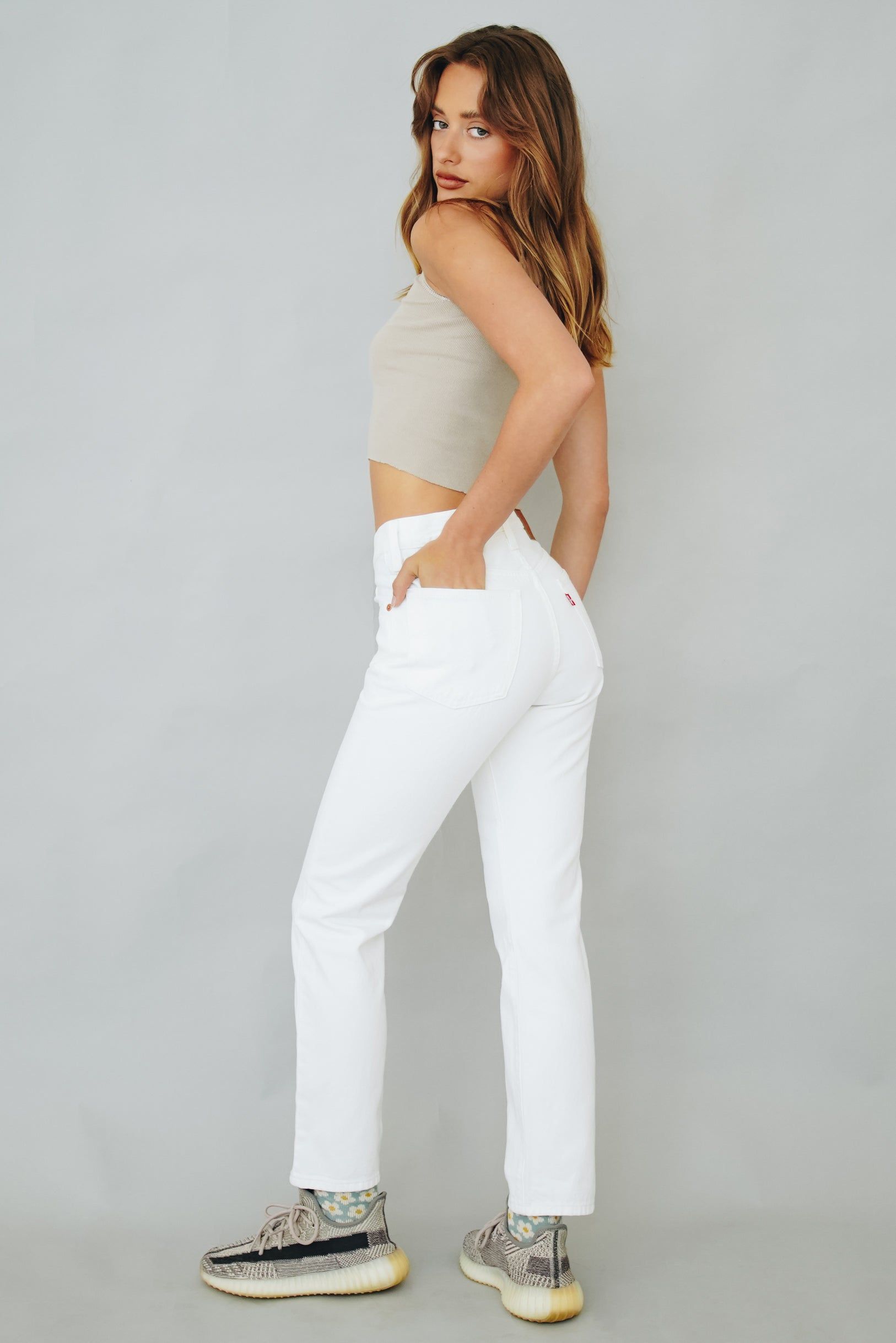Levi's 501 Original Cropped Denim Jeans // White sold by Verge Girl product image thumbnail 7